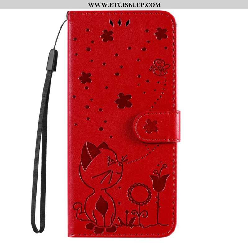 Etui Folio do Honor Magic 5 Lite z Łańcuch Kot I Pszczoła Z Smyczą